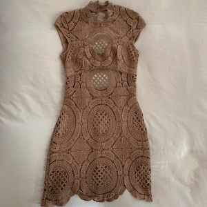 Nude Lace bebe 90s Mini Dress